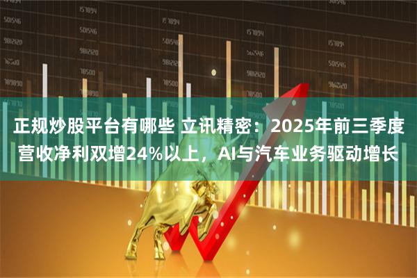 正规炒股平台有哪些 立讯精密：2025年前三季度营收净利双增24%以上，AI与汽车业务驱动增长