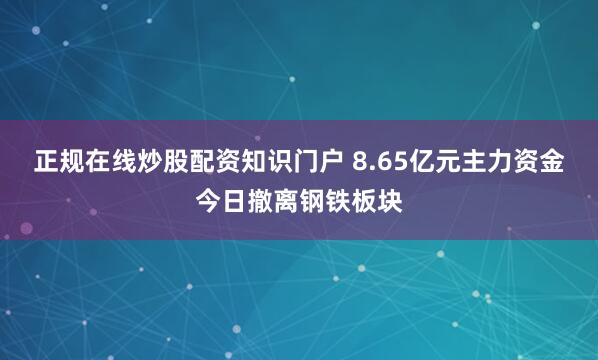 正规在线炒股配资知识门户 8.65亿元主力资金今日撤离钢铁板块